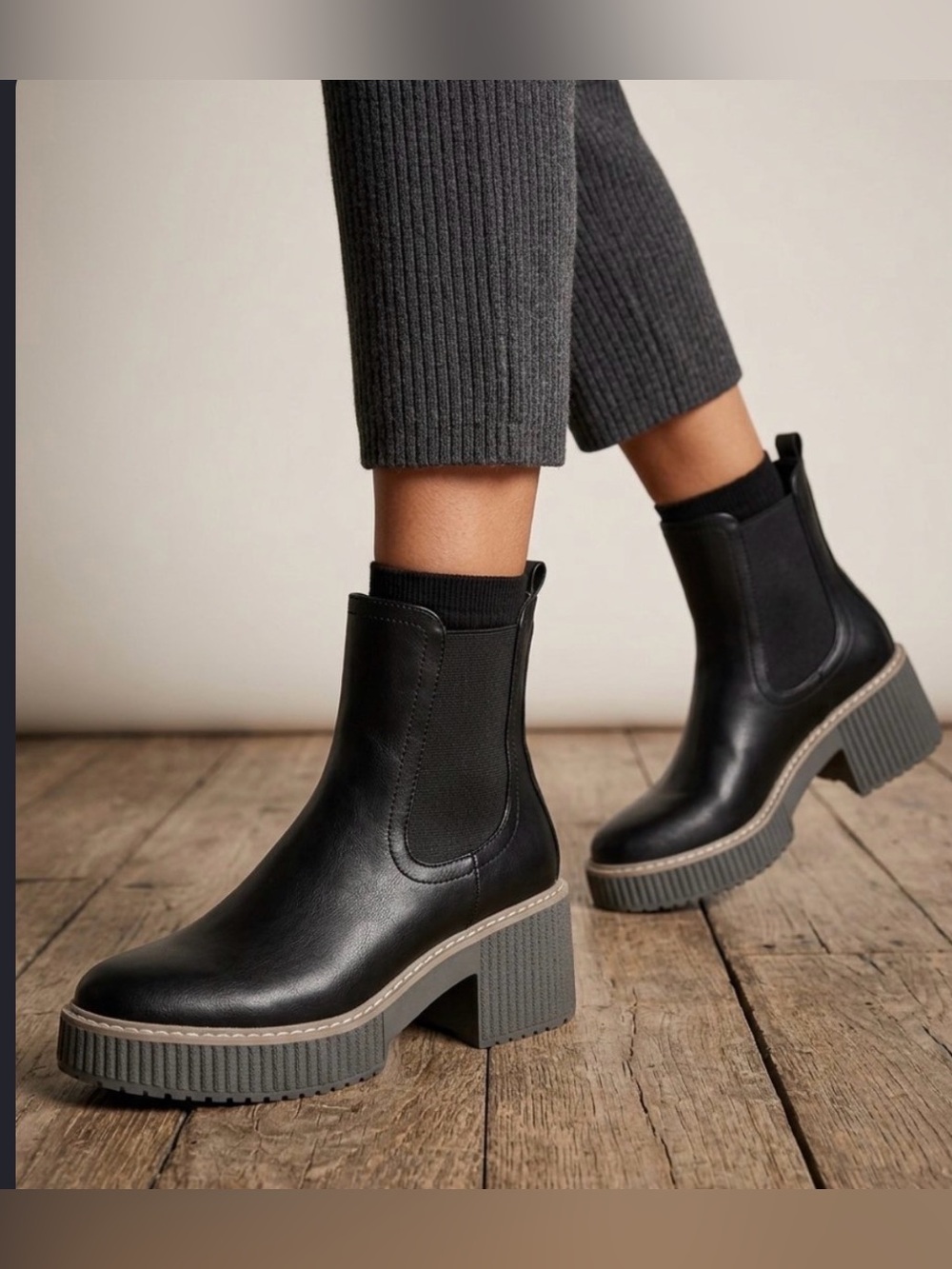 Dolce Vita Black Chelsea Platform Heeled Ankle Boots